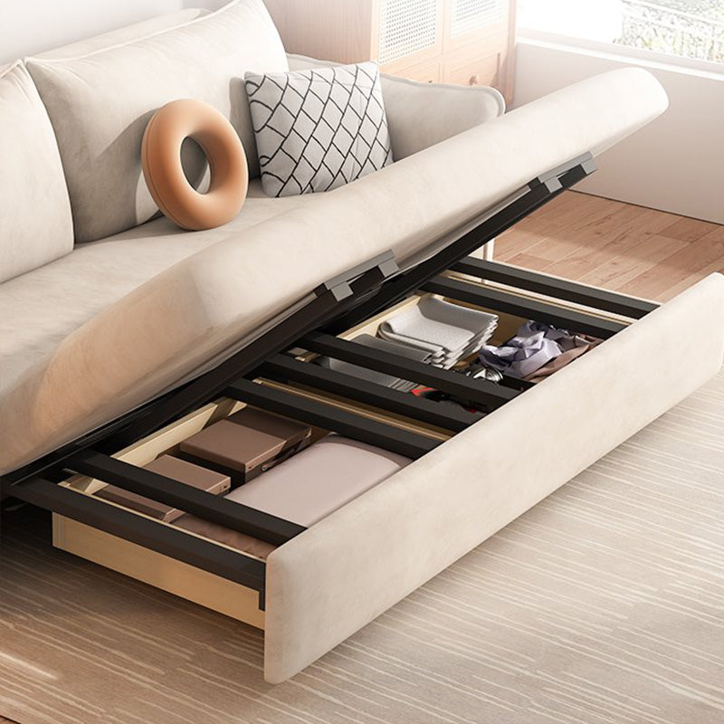 32"H Scandinavian Sleeper Sofa Futon Leather Storage Sleeper Sofa