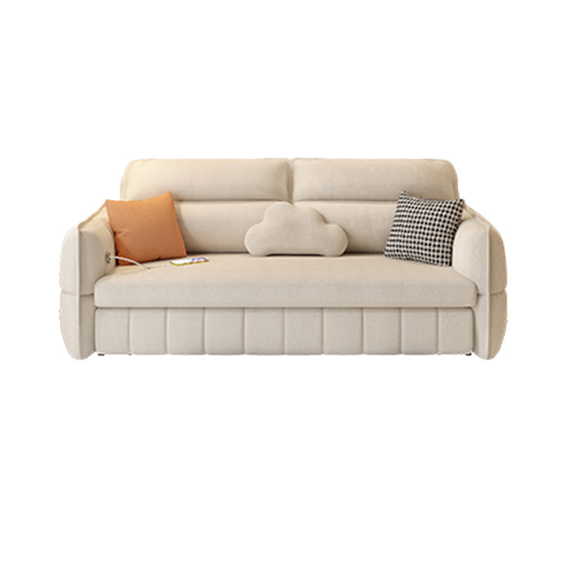 33.85" Tall Round Arms Sleeper Nordic Styled Fabric Sleeper Sofa Bed in Beige