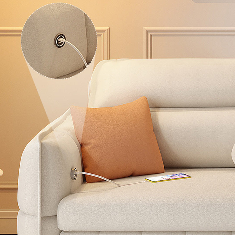 33.85" Tall Round Arms Sleeper Nordic Styled Fabric Sleeper Sofa Bed in Beige