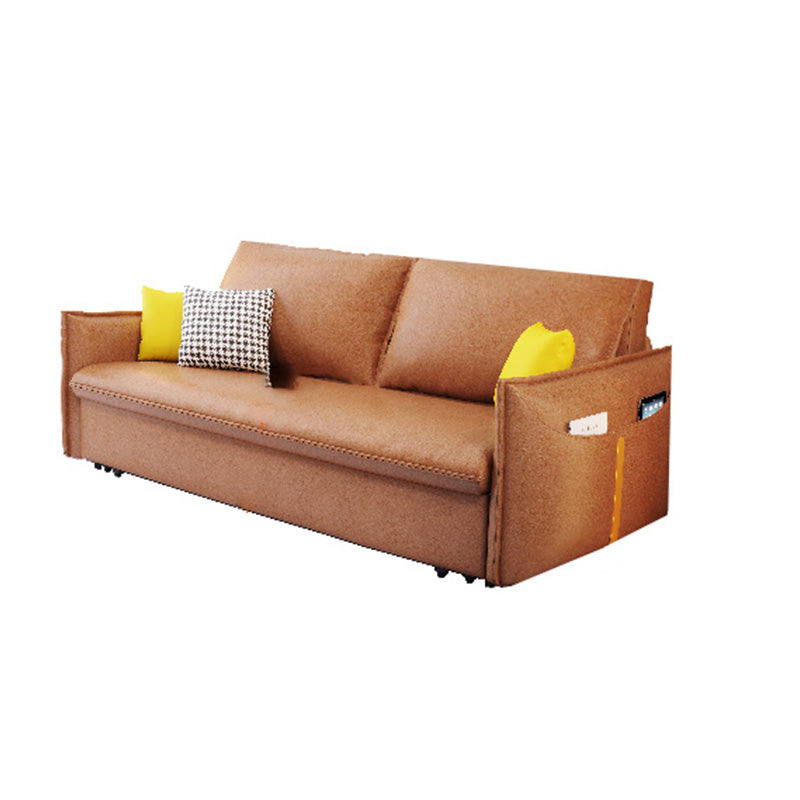 31" Wide Scandinavian Sleeper Sofa Futon Orange Faux Leather Sleeper Sofa