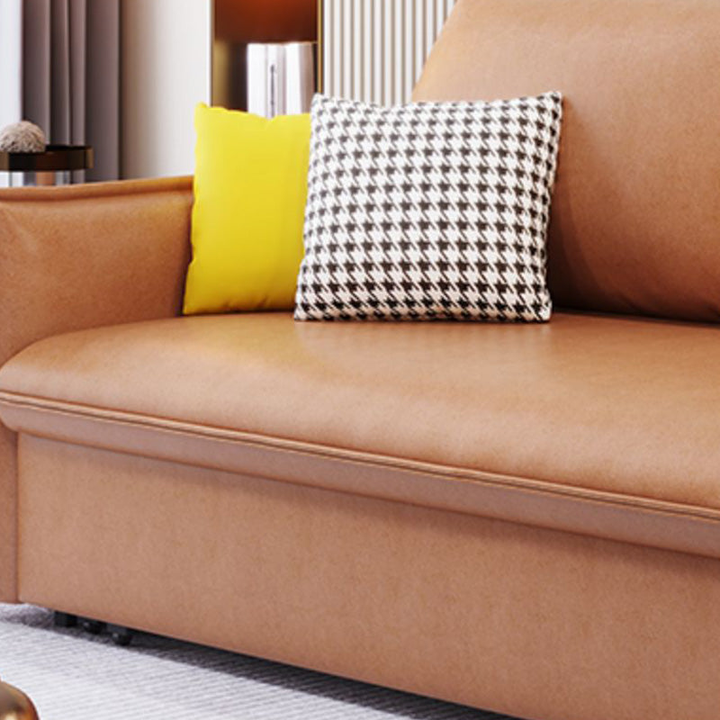 31" Wide Scandinavian Sleeper Sofa Futon Orange Faux Leather Sleeper Sofa