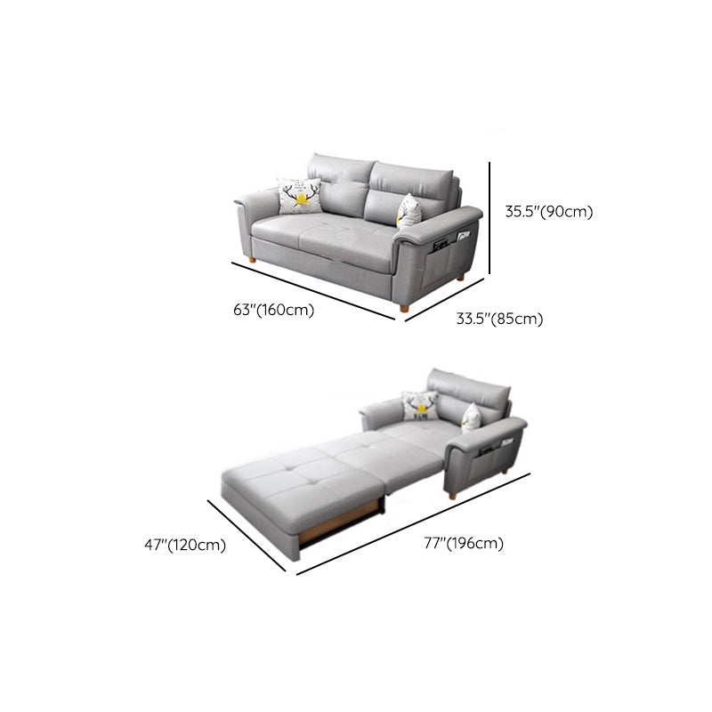 Flared Arms Sleeper Sofa Faux Leather Upholstered Futon Sleeper Sofa