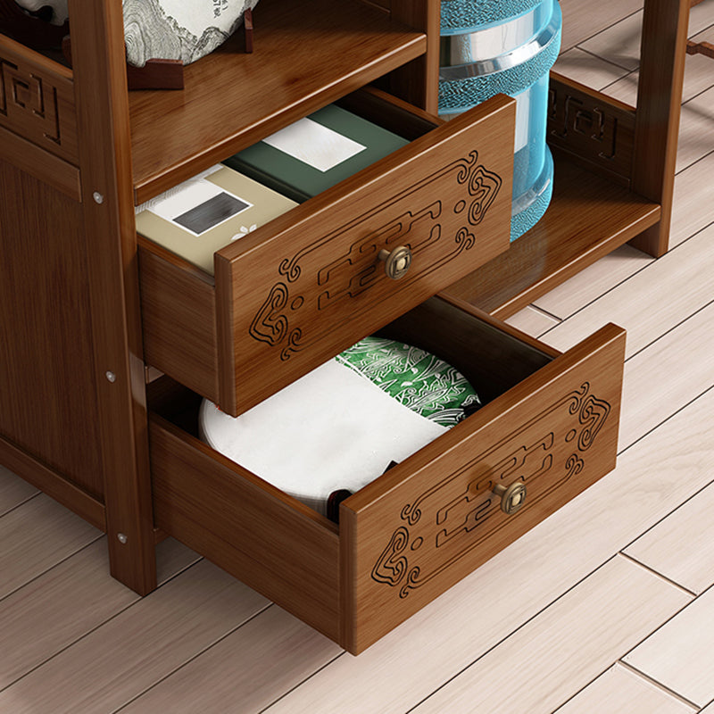 Contemporary Style Table Double Tier Wood Accent Side Table with Shelf