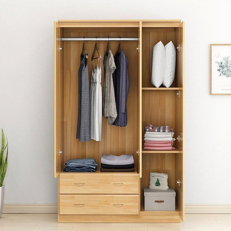 Contemporary Style Wardrobe Armoire Wood Combination Armoire with Doors