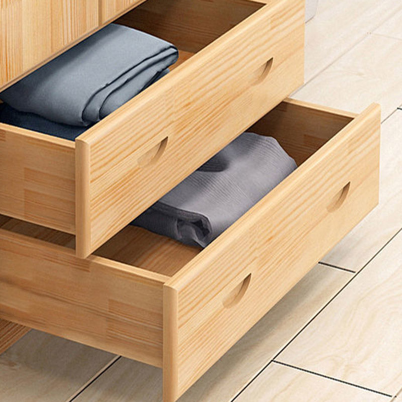 Contemporary Style Wardrobe Armoire Wood Combination Armoire with Doors