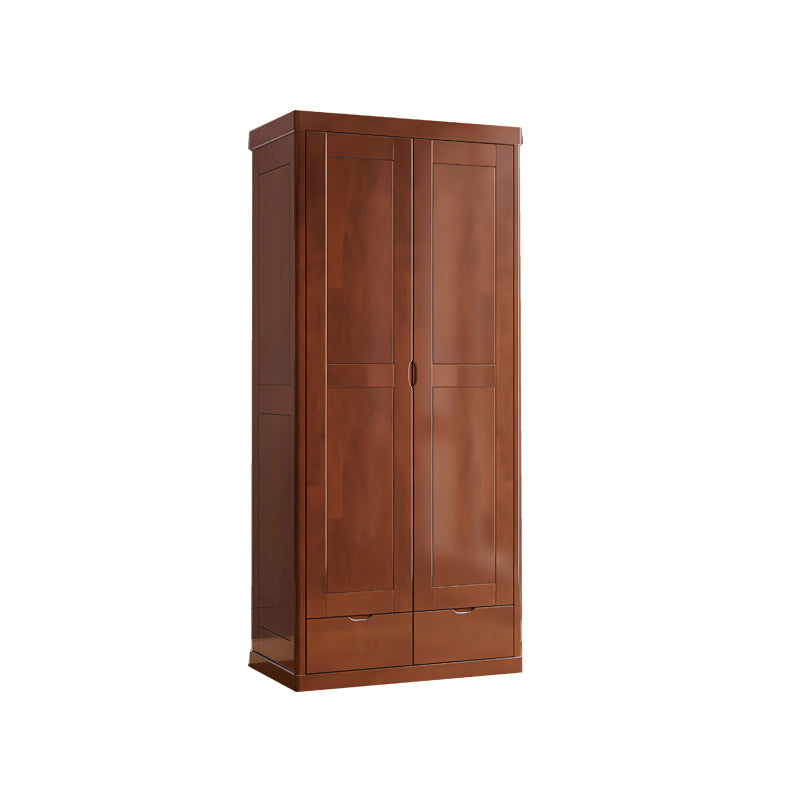 Contemporary Style Wardrobe Armoire Solid Wood Wardrobe Closet with Doors and Drawers