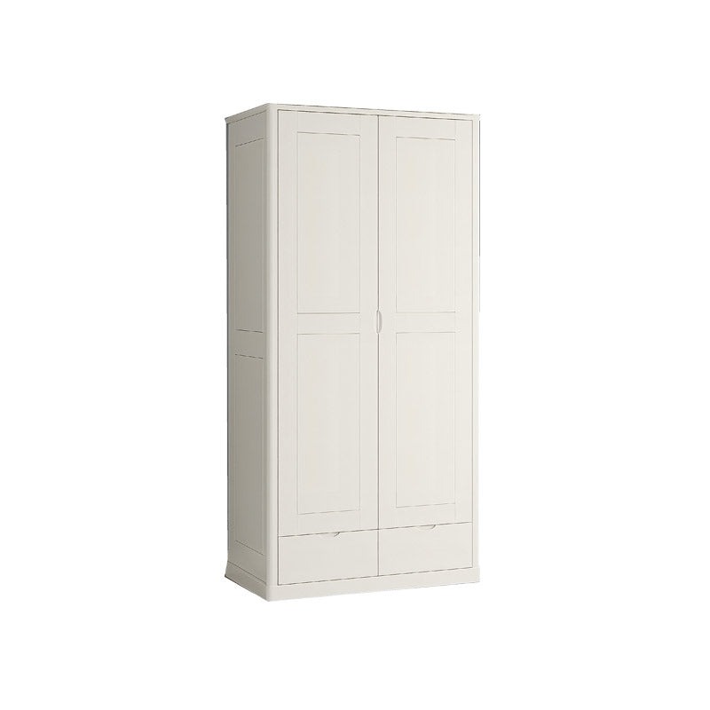 Contemporary Style Wardrobe Armoire Solid Wood Wardrobe Closet with Doors and Drawers
