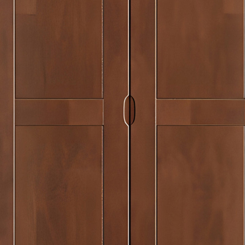Contemporary Style Wardrobe Armoire Solid Wood Wardrobe Closet with Doors and Drawers