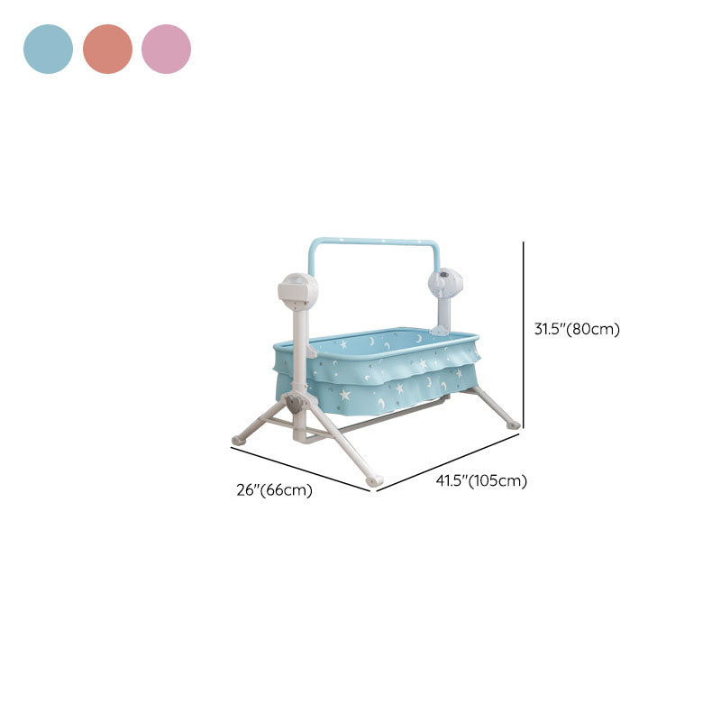 Contemporary Square Bassinet Metal Cradle with Stand for Newborn