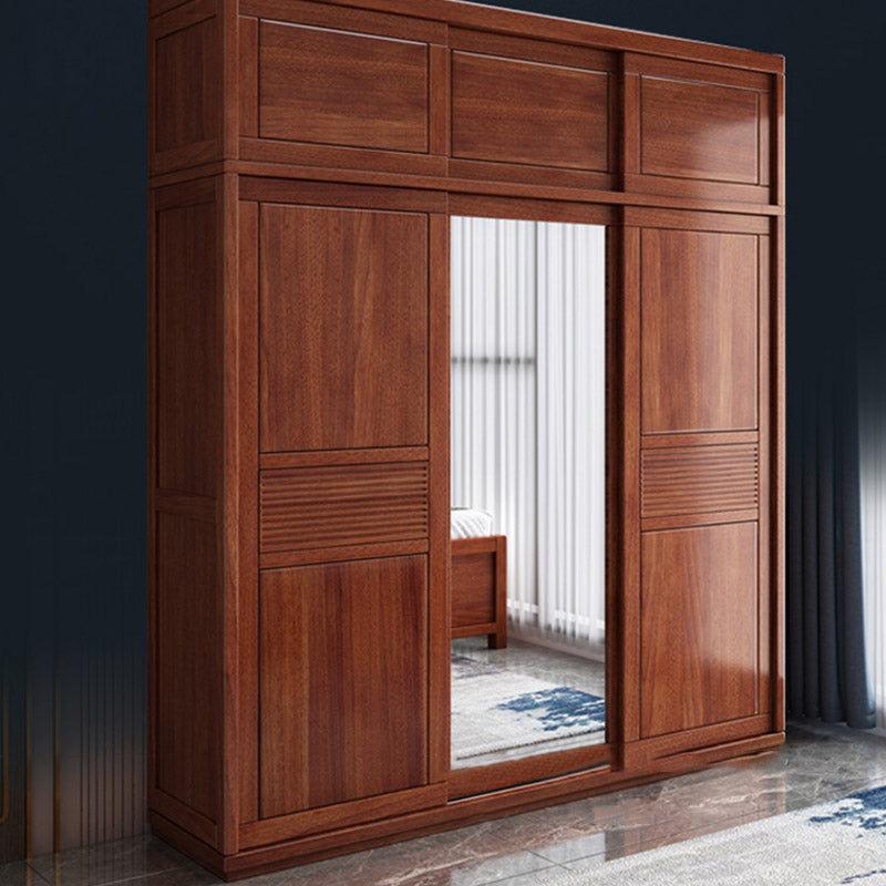 Contemporary Style Wardrobe Armoire Solid Wood Wardrobe Closet with Doors and Drawer