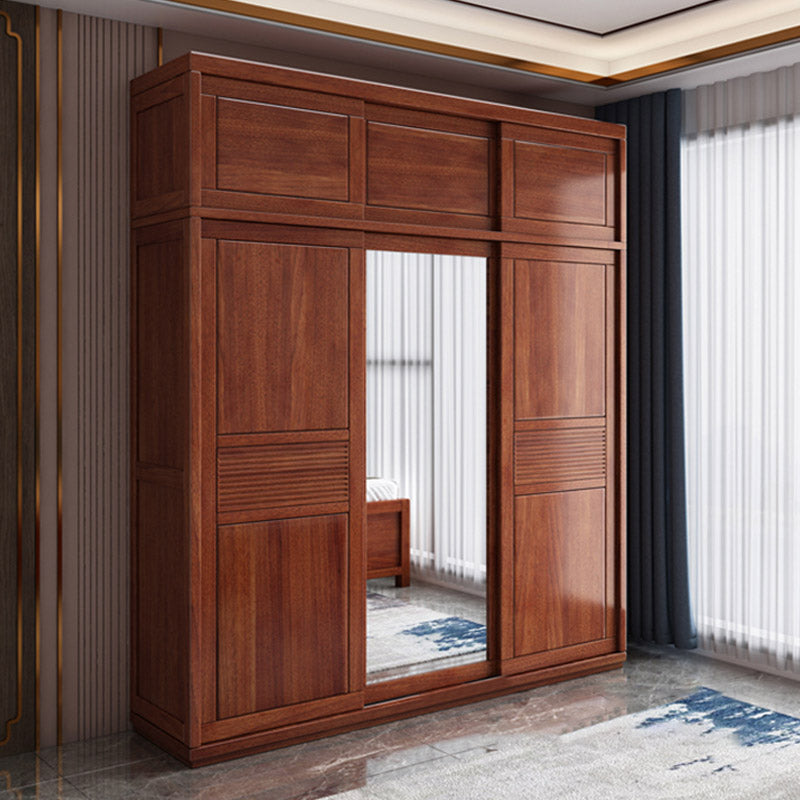 Contemporary Style Wardrobe Armoire Solid Wood Wardrobe Closet with Doors and Drawer