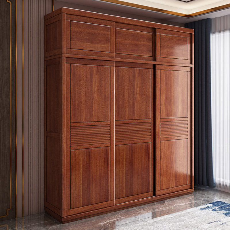 Contemporary Style Wardrobe Armoire Solid Wood Wardrobe Closet with Doors and Drawer