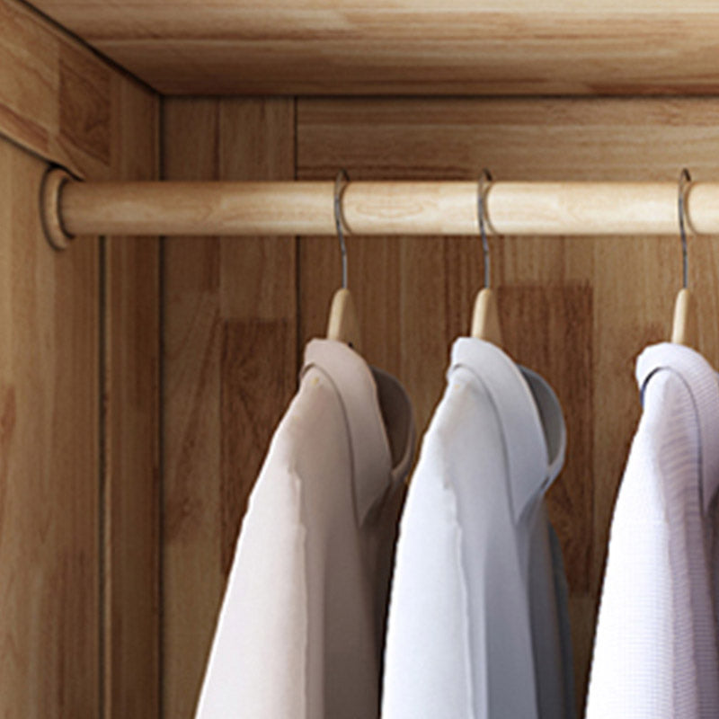 Contemporary Style Wardrobe Armoire Solid Wood Wardrobe Closet with Doors and Drawer