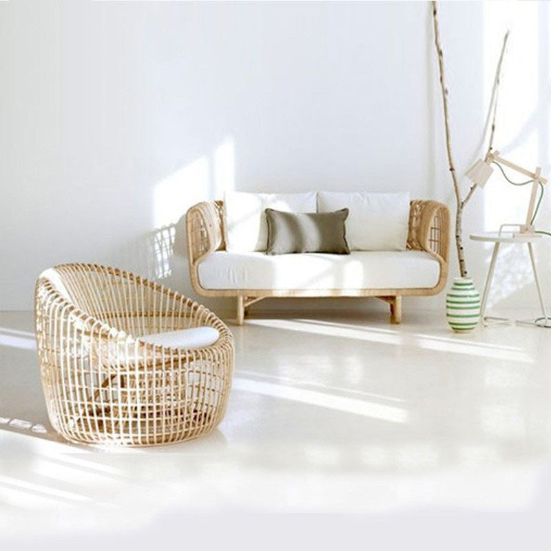 Modern Wicker Outdoor Patio Sofa No Distressing Natural Patio Sofa