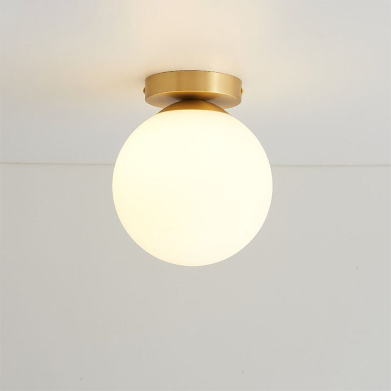 Foyer-inbouwverlichting met één lamp Minimalistische plafondlamp met bolvormige glazen kap