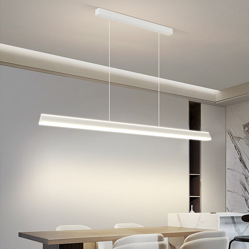 LED Modern Metal Pendant Lamp Linear Shape Island Light with Acrylic Shade for Living Room