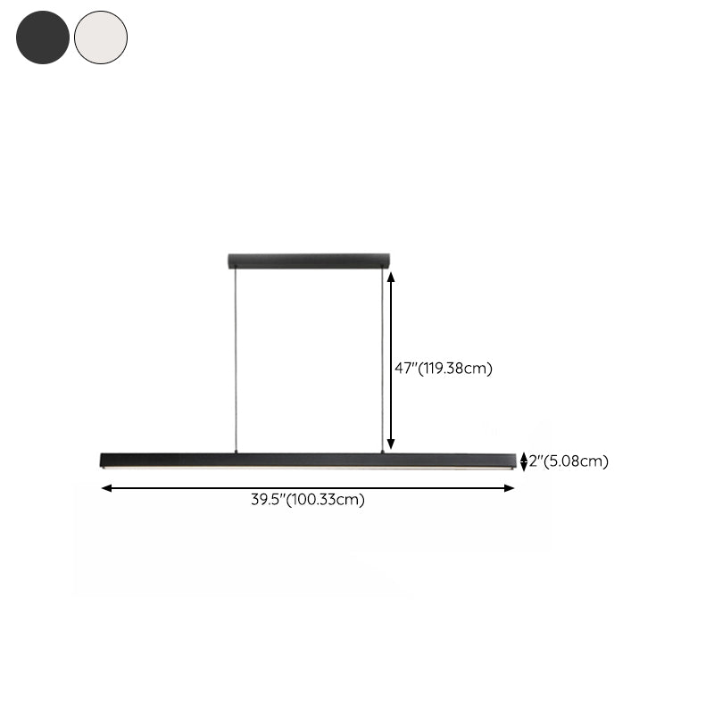 LED Modern Metal Pendant Lamp Linear Shape Island Light with Acrylic Shade for Living Room