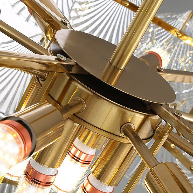 Modern Metal Ceiling Lamp Shell Shape Island Light with Glass Shade for Living Room