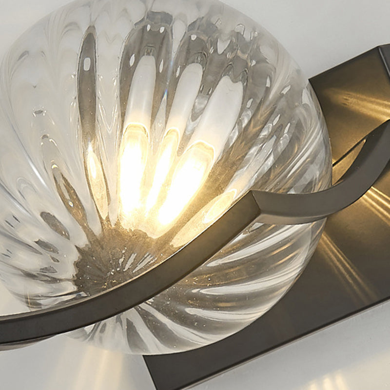 Modernism Wall Sconce Spherical Glass Wall Light Fixture in Black for Bedroom