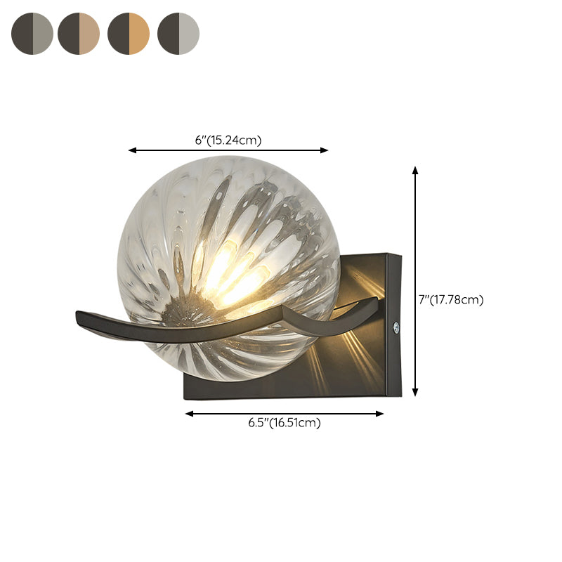 Modernism Wall Sconce Spherical Glass Wall Light Fixture in Black for Bedroom