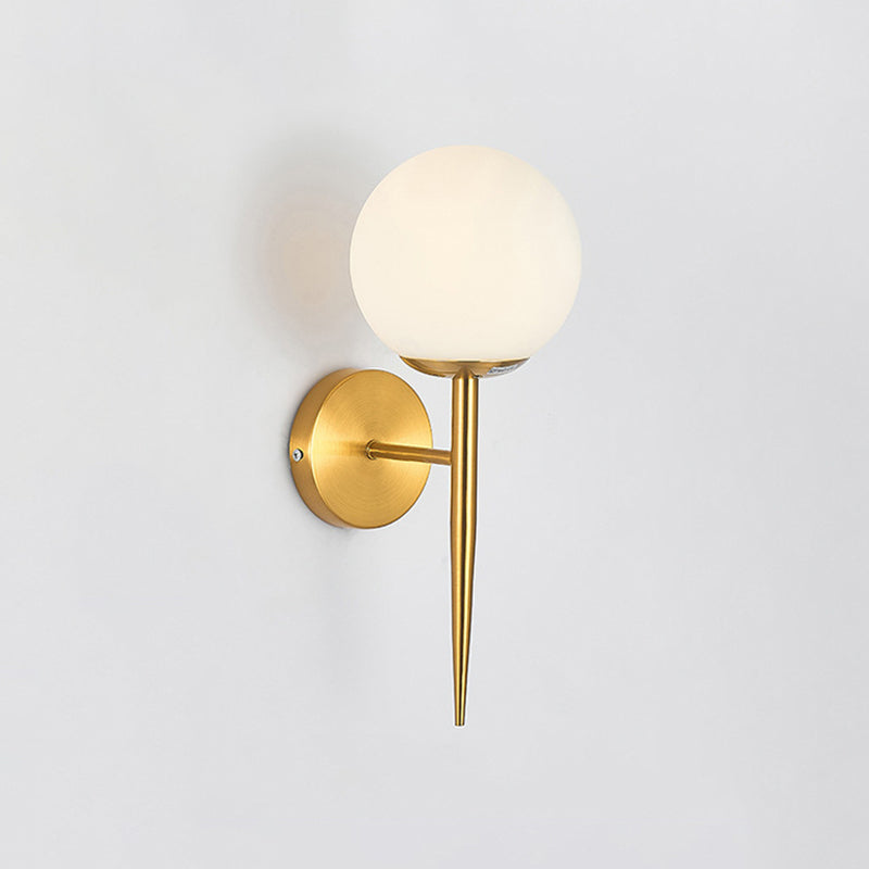 Modernism Wall Sconce Spherical Glass Wall Light Fixture in Gold for Bedroom