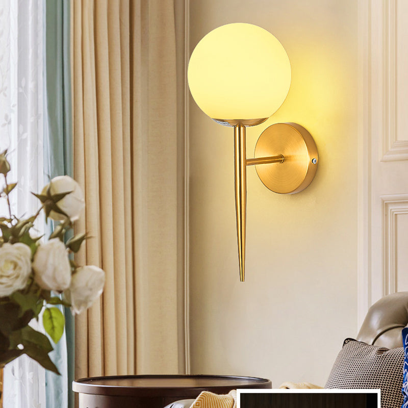 Modernism Wall Sconce Spherical Glass Wall Light Fixture in Gold for Bedroom