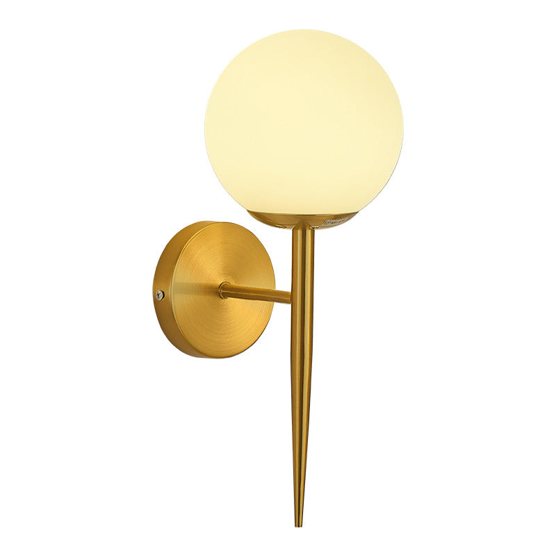 Modernism Wall Sconce Spherical Glass Wall Light Fixture in Gold for Bedroom