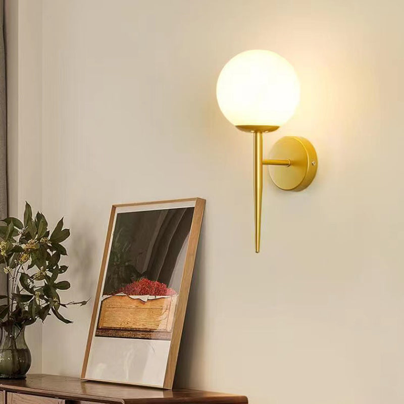 Modernism Wall Sconce Spherical Glass Wall Light Fixture in Gold for Bedroom