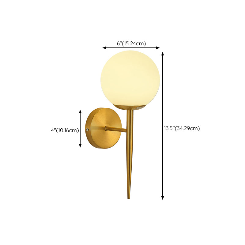 Modernism Wall Sconce Spherical Glass Wall Light Fixture in Gold for Bedroom