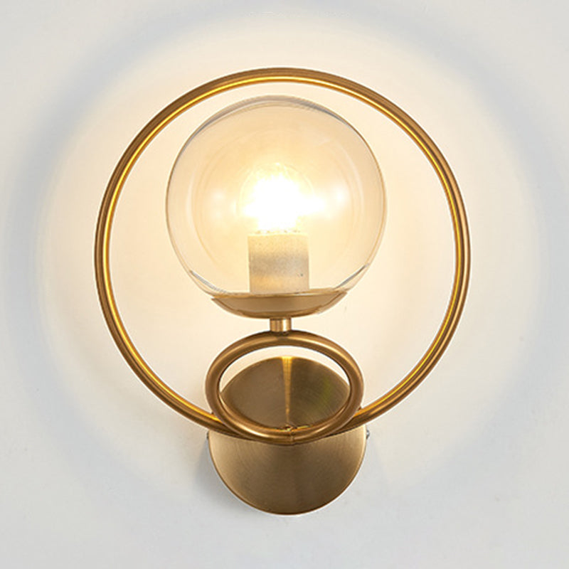 Modernism Wall Sconce Spherical Glass Wall Light Fixture for Bedroom