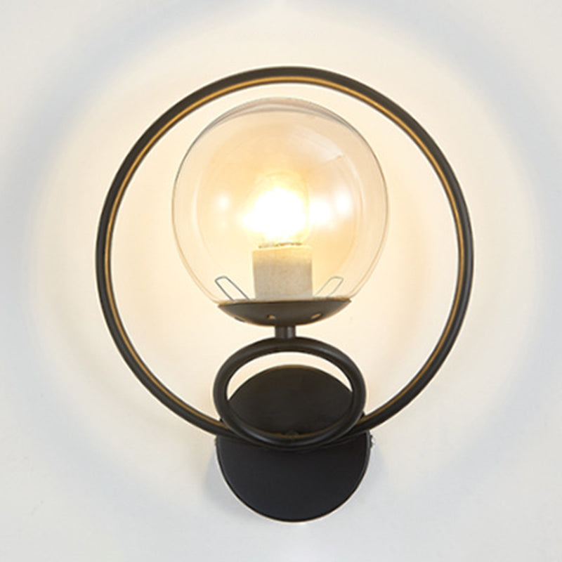 Modernism Wall Sconce Spherical Glass Wall Light Fixture for Bedroom