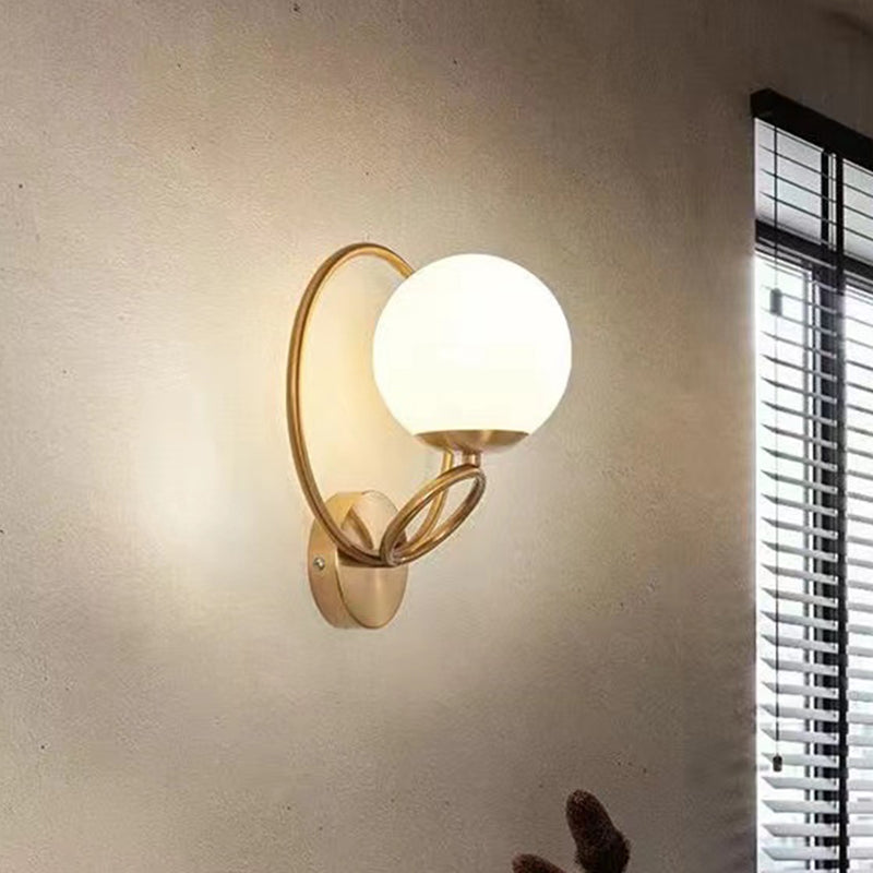 Modernism Wall Sconce Spherical Glass Wall Light Fixture for Bedroom