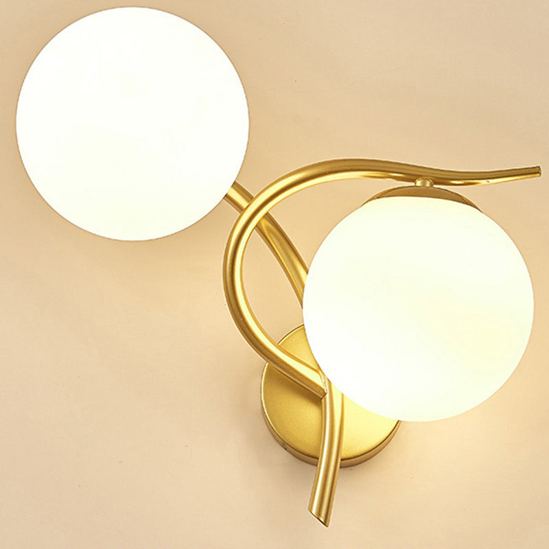 Modernist Wall Sconce Double Globe Wall Light Fixture with Glass for Living Room