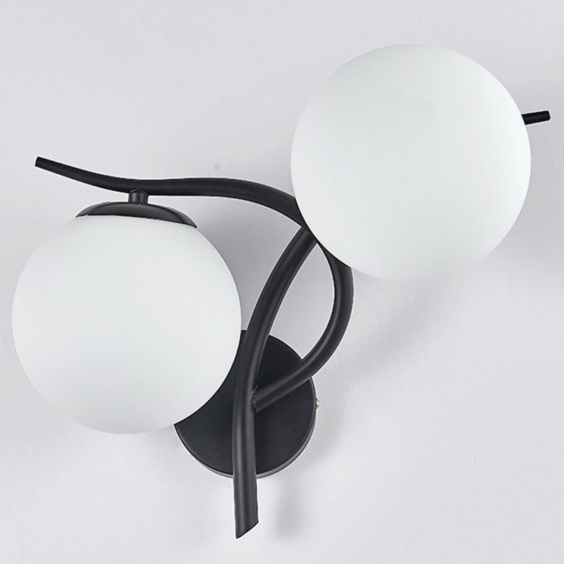 Modernist Wall Sconce Double Globe Wall Light Fixture with Glass for Living Room