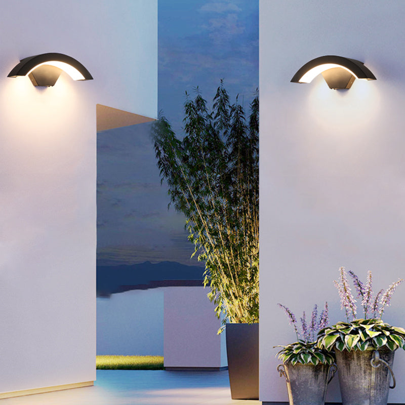 Simple Wall Sconce Curve Outdoor Sconce Light Fixture in Black