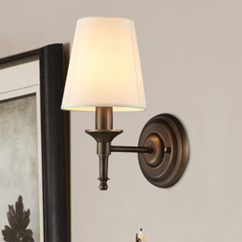 Cylinder Wall Light Fixture Modern Fabric 1 Light Wall Sconce for Bedroom