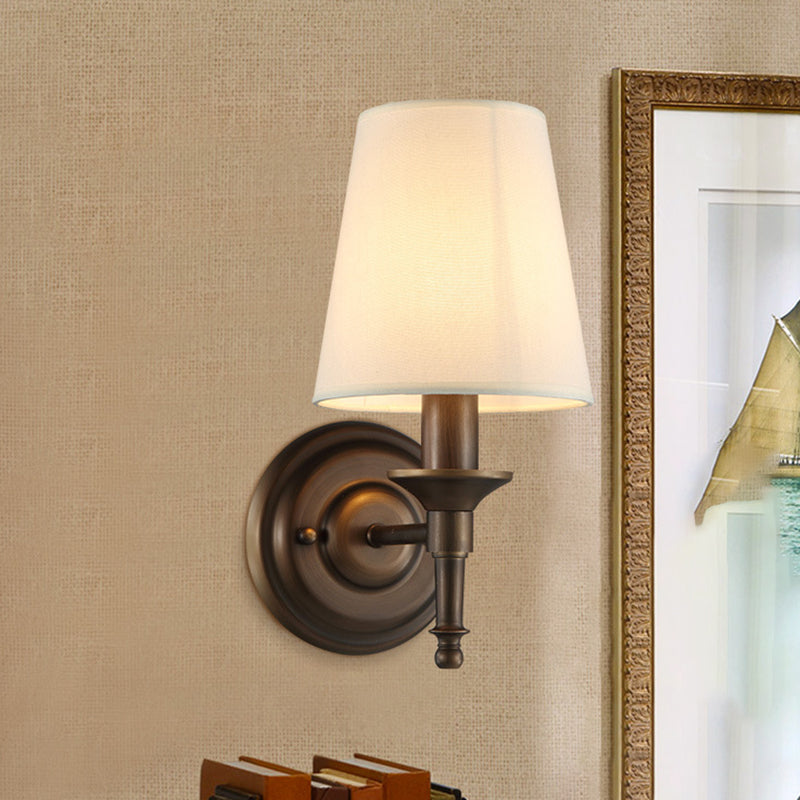 Cylinder Wall Light Fixture Modern Fabric 1 Light Wall Sconce for Bedroom
