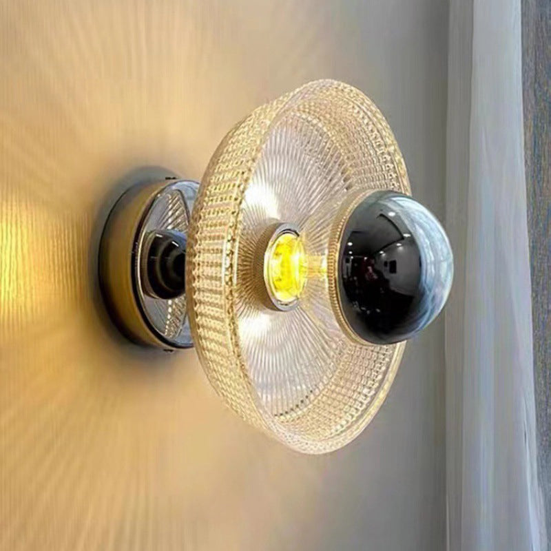 Contemporary Clear Glass Wall Mounted Fixture Round Wall Lighting