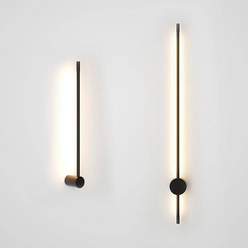 Modern Metal Wall Sconce Linear Shape Vanity Lamp with Acrylic Shade in Black for Bathroom