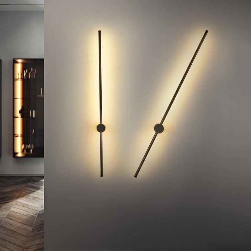 Modern Metal Wall Sconce Linear Shape Vanity Lamp with Acrylic Shade in Black for Bathroom