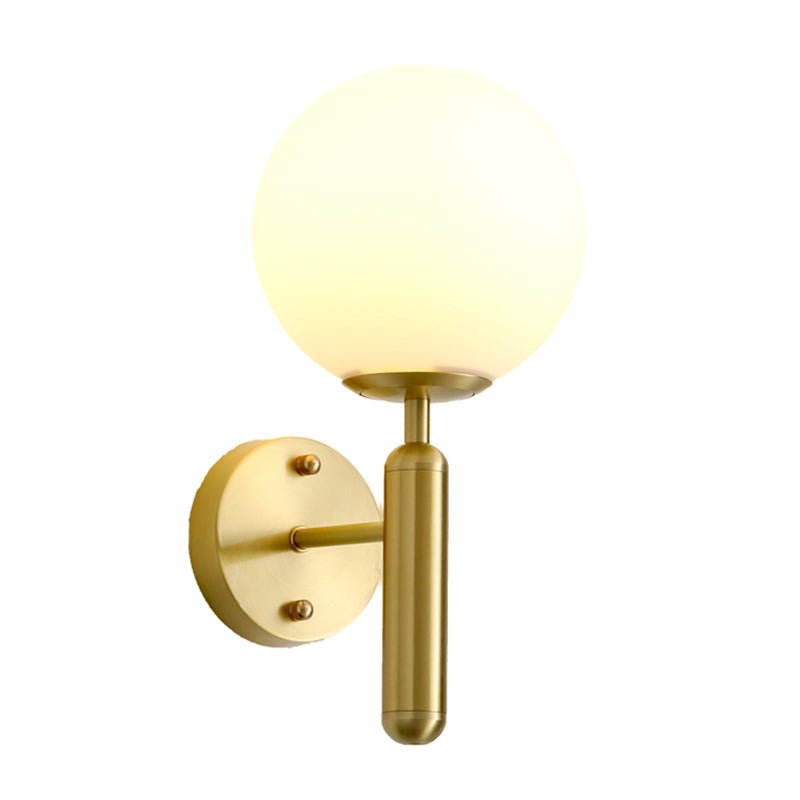 Metal Modern Wall Sconce Ball Shape Vanity Lamp with Glass Shade for Bathroom