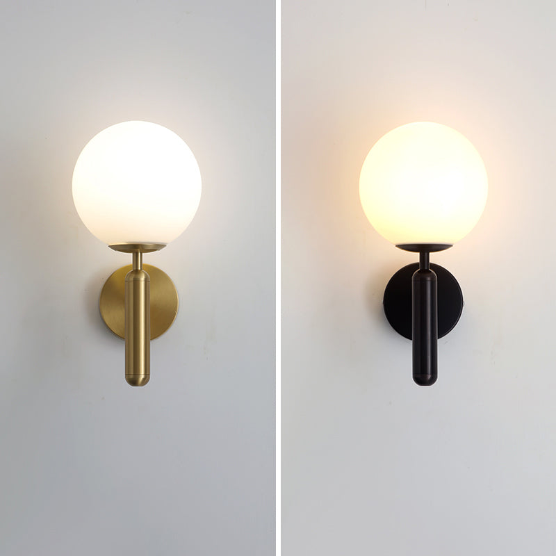 Metal Modern Wall Sconce Ball Shape Vanity Lamp with Glass Shade for Bathroom