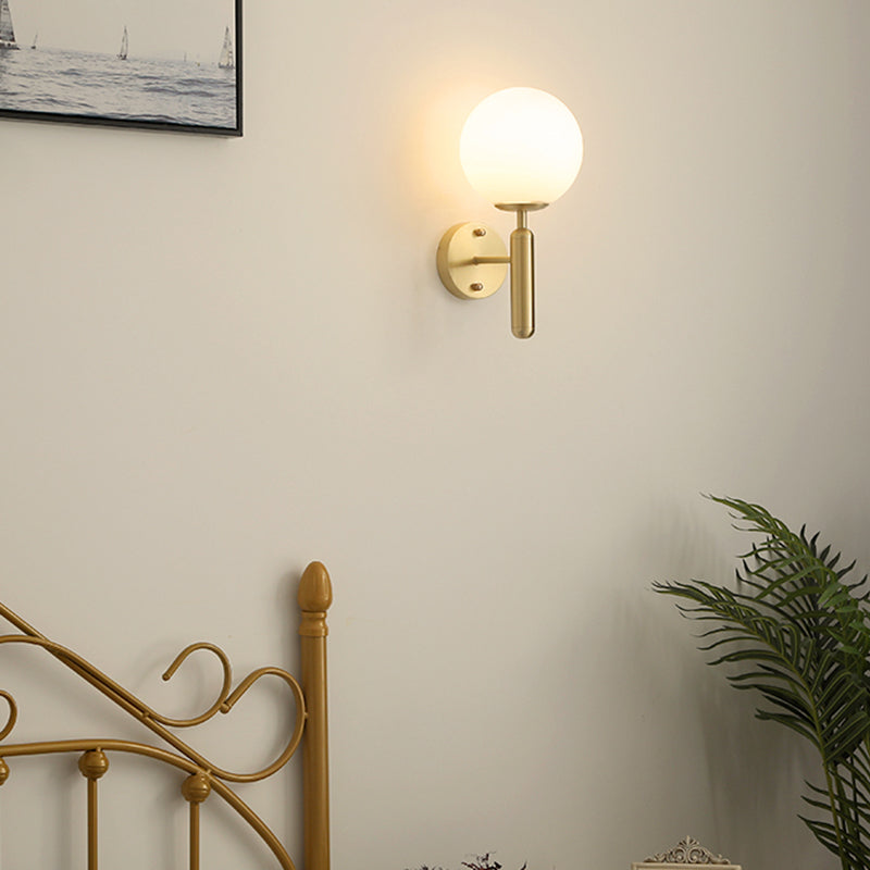 Metal Modern Wall Sconce Ball Shape Vanity Lamp with Glass Shade for Bathroom