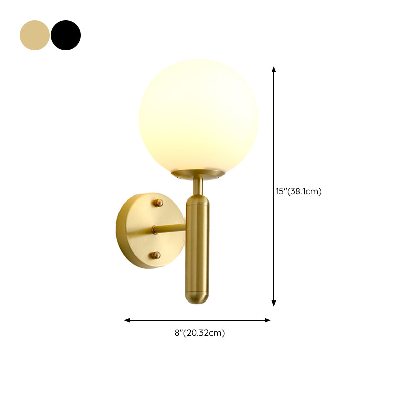 Metal Modern Wall Sconce Ball Shape Vanity Lamp with Glass Shade for Bathroom