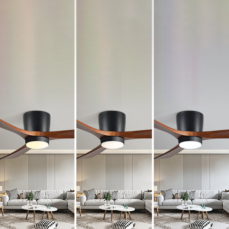 Nordic Style LED Ceiling Fan 3-Blade Fan Lighting with Wood for Restaurant