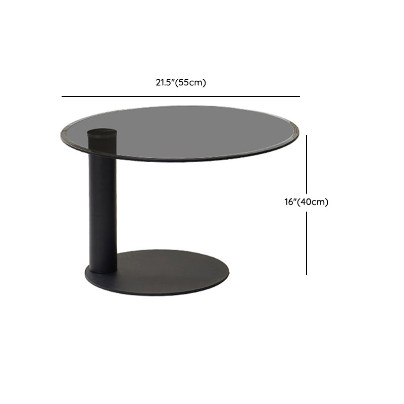 Round Wood Cocktail Table Set with 2 Drawers Modern Walnut Coffee Table
