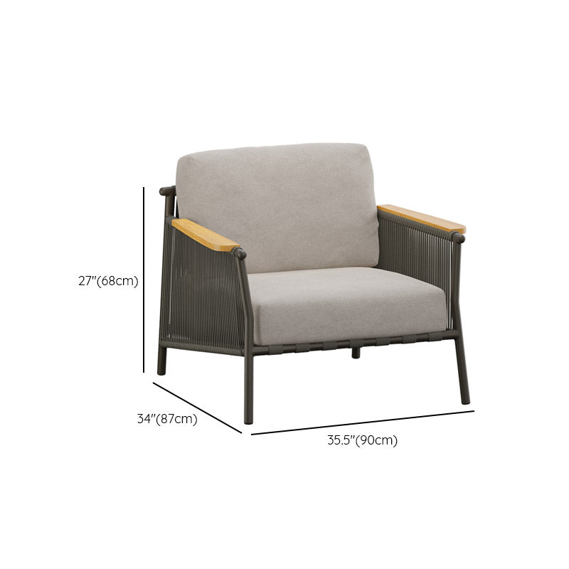 Industrial Metal Frame Outdoor Patio Sofa Wiht UV Resistant White Cushion