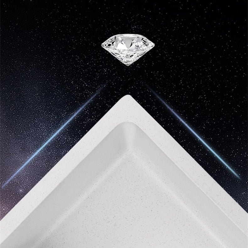 Modern Style Kitchen Sink Overflow Hole Design Drop-In Quartz Kitchen Sink in White