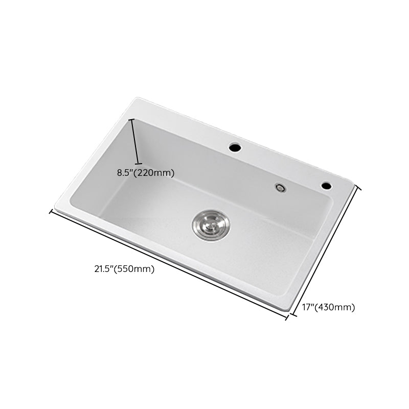 Modern Style Kitchen Sink Overflow Hole Design Drop-In Quartz Kitchen Sink in White