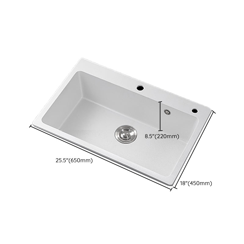 Modern Style Kitchen Sink Overflow Hole Design Drop-In Quartz Kitchen Sink in White
